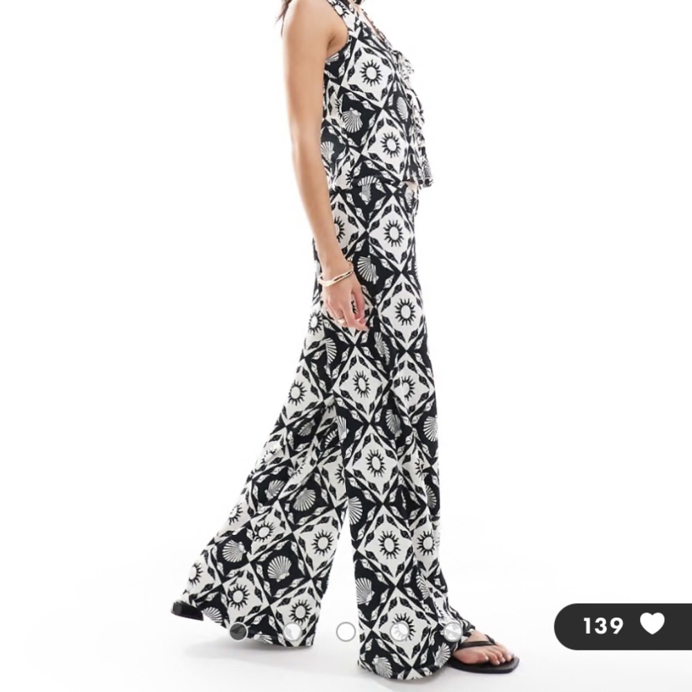 ONLY brand from ASOS coordinating set wide leg pants and top. Never worn.